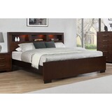 Copper Cappuccino Eastern King LED Storage Bookcase Bed B062S00687