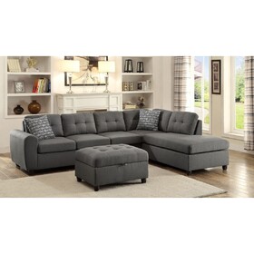 Balta Grey 2-piece Loose Back Sectional with Ottoman B062S00853