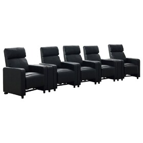 Warren Black Upholstered 5-seater Home Theater with 2 Wedge Consoles B062S00961