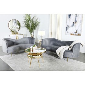 Sienna Grey and Gold 2-piece Camel Back Living Room Set B062S00991