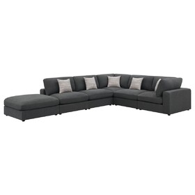 Rhette Charcoal 6-piece Upholstered Sectional with Reversible Cushions B062S00992