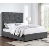 Maille Charcoal Upholstered Eastern King Panel Bed