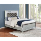 Karmen Metallic Upholstered Tufted Queen Panel Bed
