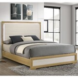 Lincoln Natural and White Wood Queen LED Panel Bed B062S01365