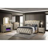 Mika Ivory / Camel 5-piece Queen Bedroom Set
