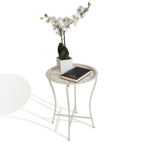 Atlantic Daisy Tray Side Table - Tabletop Lifts Off to Serve as a Tray, Powder-Coated Metal Construction, Safe for Inside and Out, Folds for Small-Space B06481264