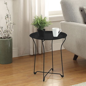 Atlantic Round Metal Tray Black End Side Table, Removable Tray Outdoor & Indoor Drink, Snack, Coffee Table, Telephone Table B06481267