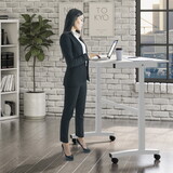 Atlantic Sit Stand Desk with Casters - White (Height Adjustable) with side crank (switchable either side, left or right side crank) B06481289