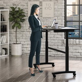 Atlantic Sit Stand Desk with Casters - Black (Height Adjustable) with side crank (switchable either side, left or right side crank) B06481290