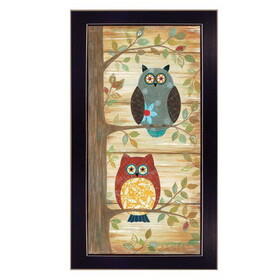 "Two Wise Owls" by Annie LaPoint, Printed Wall Art, Ready to Hang Framed Poster, Black Frame B06785096