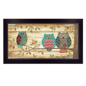"Three Wise Owls" by Annie LaPoint, Printed Wall Art, Ready to Hang Framed Poster, Black Frame B06785097