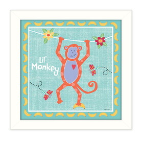 "Beetle and Bob Baby Monkey" by Annie LaPoint, Printed Wall Art, Ready to Hang Framed Poster, White Frame B06785100