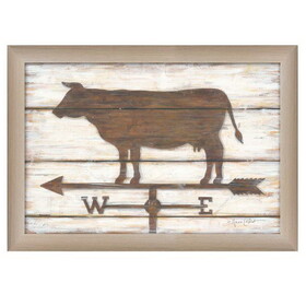"Farmhouse Cow" by Annie LaPoint, Printed Wall Art, Ready to Hang Framed Poster, Beige Frame B06785102