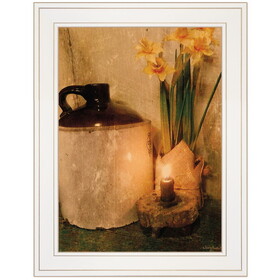 "Daffodils by Candlelight" by Anthony Smith, Ready to Hang Framed Print, White Frame B06785114