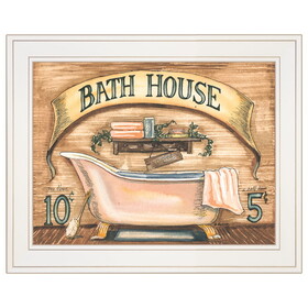 "Bath House" by Becca Barton, Ready to Hang Framed Print, White Frame B06785139