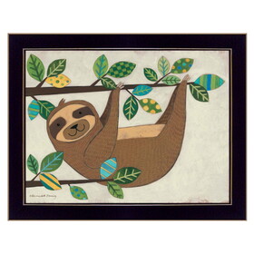 "Hanging Sloth I" by Bernadette Deming, Ready to Hang Framed Print, Black Frame B06785141