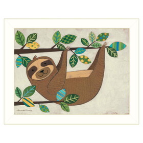 "Hanging Sloth I" by Bernadette Deming, Ready to Hang Framed Print, White Frame B06785142