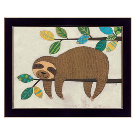 "Hanging Sloth II" by Bernadette Deming, Ready to Hang Framed Print, Black Frame B06785143
