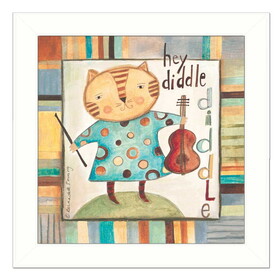 "Hey Diddle Diddle" by Bernadette Deming, Printed Wall Art, Ready to Hang Framed Poster, White Frame B06785149