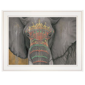 "Tattooed Elephant" by Britt Hallowell, Ready to Hang Framed Print, White Frame B06785157