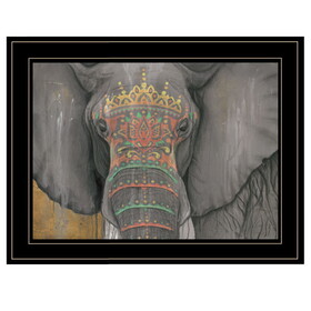 "Tattooed Elephant" by Britt Hallowell, Ready to Hang Framed Print, Black Frame B06785158