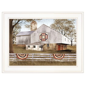 "American Star Quilt Block Barn" by Billy Jacobs, Ready to Hang Framed Print, White Frame B06785210