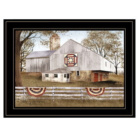 "American Star Quilt Block Barn" by Billy Jacobs, Ready to Hang Framed Print, Black Frame B06785211