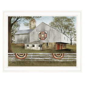 "American Star Quilt Block Barn" by Billy Jacobs, Ready to Hang Framed Print, White Frame B06785212