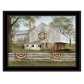 Trendy Decor 4U "American Star Quilt Block Barn" Framed Wall Art, Modern Home Decor Framed Print for Living Room, Bedroom & Farmhouse Wall Decoration by Billy Jacobs B06785213