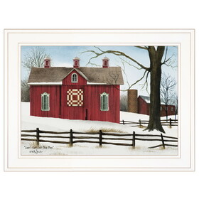 "Lover's Knot Quilt Block Barn" by Billy Jacobs, Ready to Hang Framed Print, White Frame B06785214