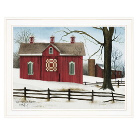 "Lover's Knot Quilt Block Barn" by Billy Jacobs, Ready to Hang Framed Print, White Frame B06785216