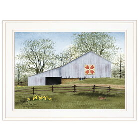 "Tulip Quilt Block Barn" by Billy Jacobs, Ready to Hang Framed Print, White Frame B06785218