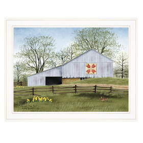 "Tulip Quilt Block Barn" by Billy Jacobs, Ready to Hang Framed Print, White Frame B06785220