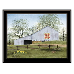 "Tulip Quilt Block Barn" by Billy Jacobs, Ready to Hang Framed Print, Black Frame B06785221