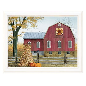 "Autumn Leaf Quilt Block Barn" by Billy Jacobs, Ready to Hang Framed Print, White Frame B06785222
