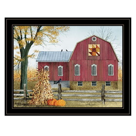 "Autumn Leaf Quilt Block Barn" by Billy Jacobs, Ready to Hang Framed Print, Black Frame B06785223