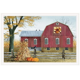 "Autumn Leaf Quilt Block Barn" by Billy Jacobs, Ready to Hang Framed Print, White Frame B06785224