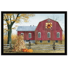 "Autumn Leaf Quilt Block Barn" by Billy Jacobs, Ready to Hang Framed Print, Black Frame B06785225