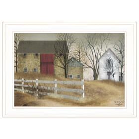 "The Old Stone Barn" by Billy Jacobs, Ready to Hang Framed Print, White Frame B06785265