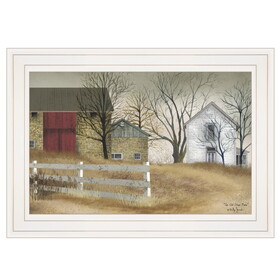 "The Old Stone Barn" by Billy Jacobs, Ready to Hang Framed Print, White Frame B06785267