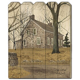 "Stone Cottage" by Billy Jacobs, Printed Wall Art on a Wood Picket Fence B06785395