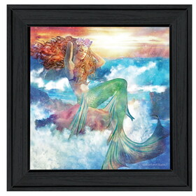 "Sunset Mermaid" by Bluebird Barn, Ready to Hang Framed Print, Black Frame B06785508