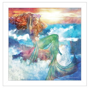 "Sunset Mermaid" by Bluebird Barn, Ready to Hang Framed Print, White Frame B06785509