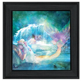 "Woodland Cove Mermaid" by Bluebird Barn, Ready to Hang Framed Print, Black Frame B06785510