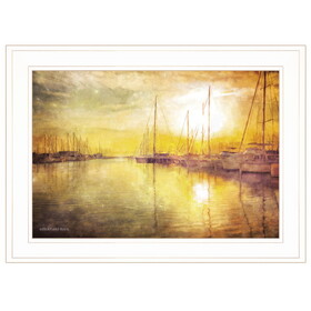 "Yellow Sunset" by Bluebird Barn, Ready to Hang Framed Print, White Frame B06785522