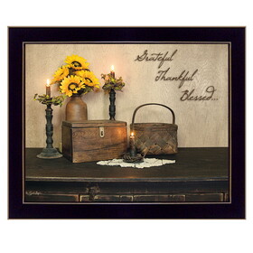 "Grateful, Thankful, Blessed" by Susan Boyer, Printed Wall Art, Ready to Hang Framed Poster, Black Frame B06785560