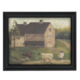 "Stone Barn" by Pam Britton, Printed Wall Art, Ready to Hang Framed Poster, Black Frame B06785568