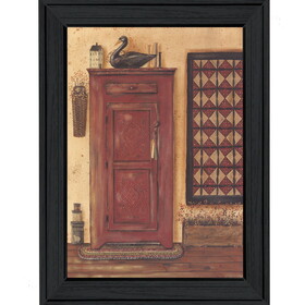 "Old Red Pie Safe" by Pam Britton, Printed Wall Art, Ready to Hang Framed Poster, Black Frame B06785569