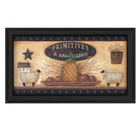 "Primitive and Antiques Shelves" by Pam Britton, Printed Wall Art, Ready to Hang Framed Poster, Black Frame B06785576