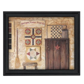"Antique Game Boards" by Pam Britton, Printed Wall Art, Ready to Hang Framed Poster, Black Frame B06785577